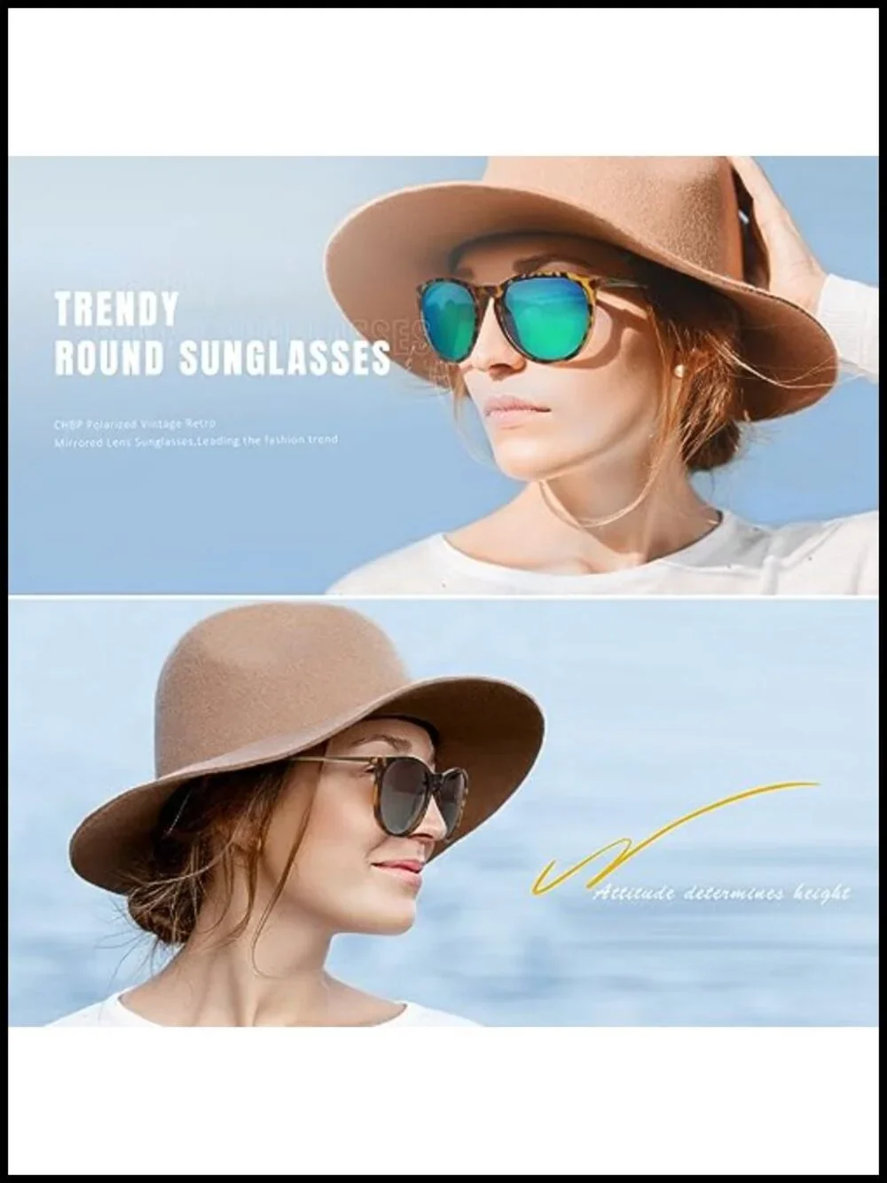 Polarized UV Protection Retro Round Sunglasses with TR90 Frame